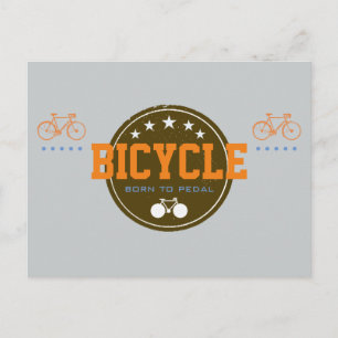 born to pedal bike-themed postcard