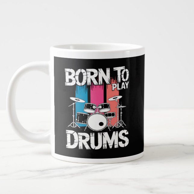 Born To Play Drums Large Coffee Mug (Left)