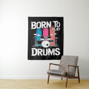 Born To Play Drums Tapestry