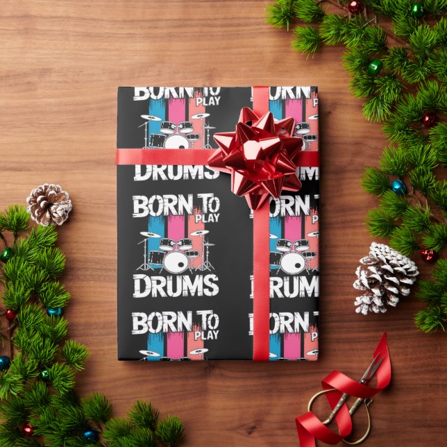 Born To Play Drums Wrapping Paper (Holiday Gift)