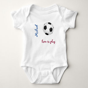 Born to play soccer football Personalize Name Cute Baby Bodysuit