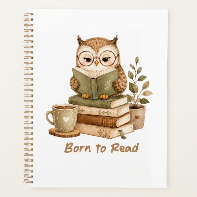 Born to Read Cute Owl Book Lover Planner (Front)