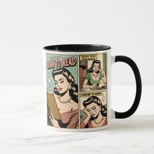 Born To Read Retro Funny Book Cup For Readers (Right)