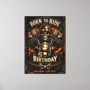 Born to Ride 50th Birthday Biker Skull Canvas Print
