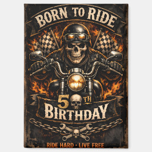 Born to Ride 50th Birthday Biker Skull Card Magnet