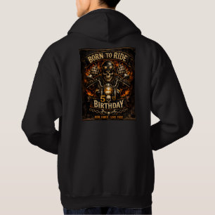 Born to Ride 50th Birthday Biker Skull Hoodie