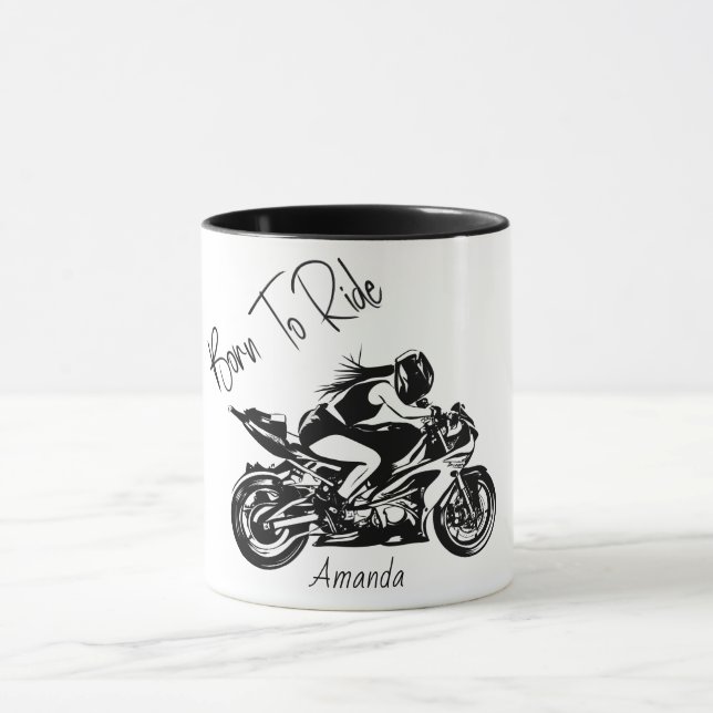 Born To Ride Personalized Name Mug (Center)