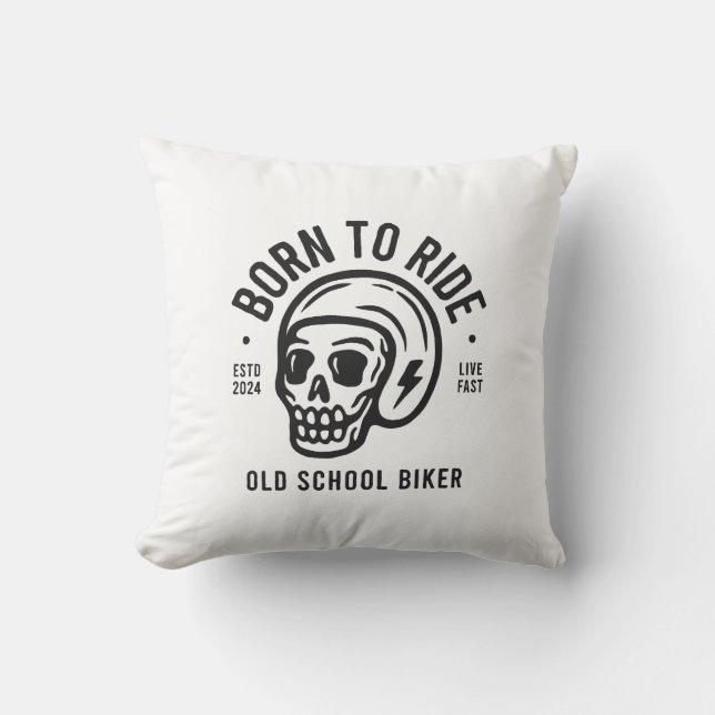Born to Ride Throw Pillow (Front)