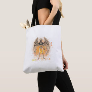 Born to Rise – Skeleton Angel with Sword Design Tote Bag