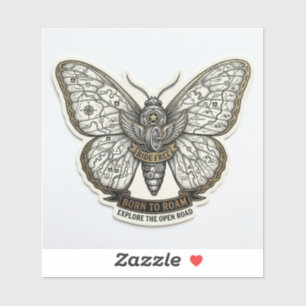 Born To Roam Moth Decal — Ride Free Biker Sticker