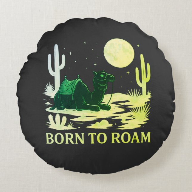 Born to Roam Round Pillow (Front)