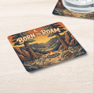 Born To Roam Square Paper Coaster