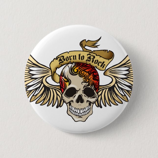 born to rock 2 inch round button (Front)