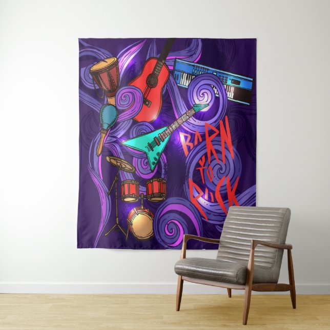 Born to rock abstract music background Tapestry (In Situ)