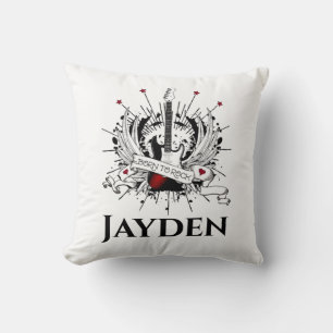 Born to Rock Custom Name Kids Guitar Rocker Throw Pillow