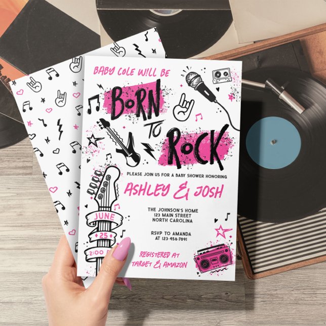 Born To Rock Girl Baby Shower Invitation (Creator Uploaded)