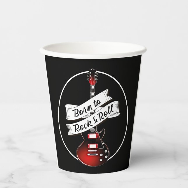 Born to Rock & Roll Guitar Rocker Musician Party P Paper Cups (Front)