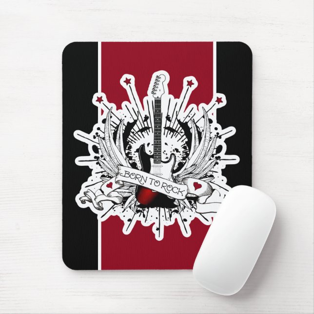 Born to Rock & Roll Music Guitar Tattoo Musician Mouse Pad (With Mouse)