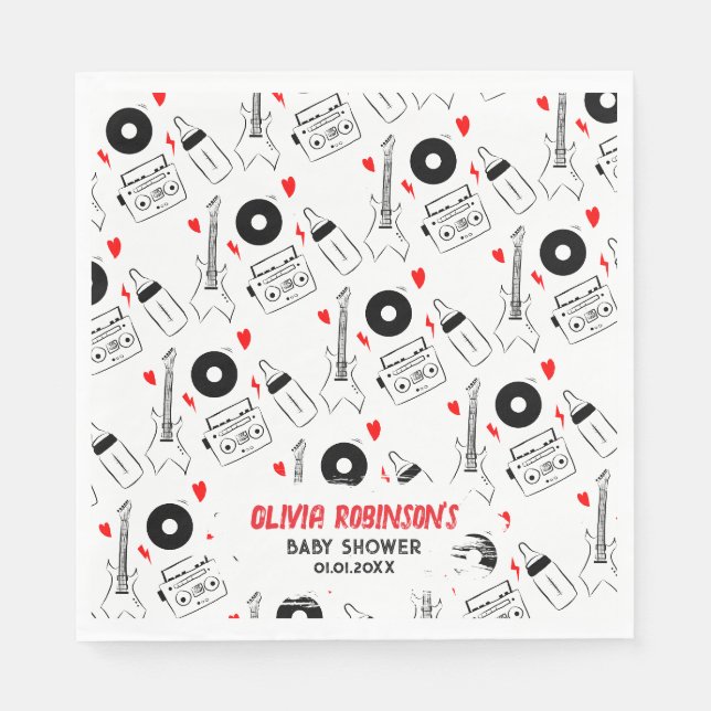 Born to Rock Star Baby Shower  Napkin (Front)