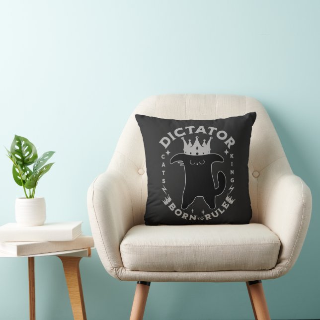 Born To Rule | Funny Cat Design Throw Pillow (Chair)