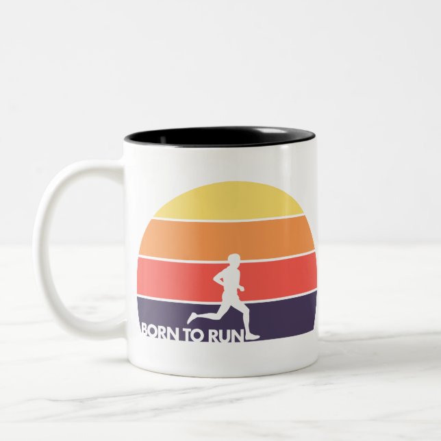 Born to Run - Male Runner Two-Tone Coffee Mug (Left)