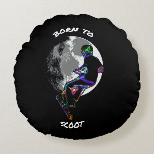 Born to Scoot- Scooter and Moon Round Pillow