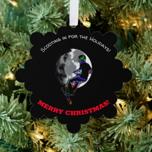 Born to Scoot- Scooter Rider and Moon  Ornament Card