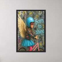 Born to Shine Angel Girl Canvas Wall Art Print