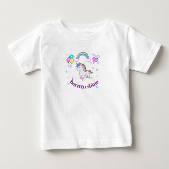  Born to Shine Unicorn Toddler Tee  (Front)