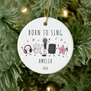 Born to Sing Personalized Kids Singer Ceramic Ornament