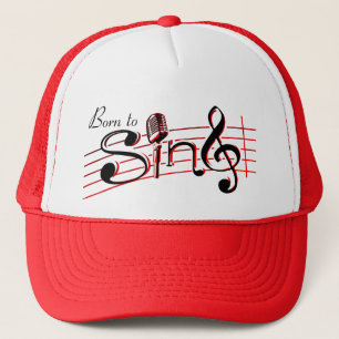 Born to sing retro mic clef graphic hat