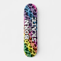 Born to skate colorful leopard graffiti wording