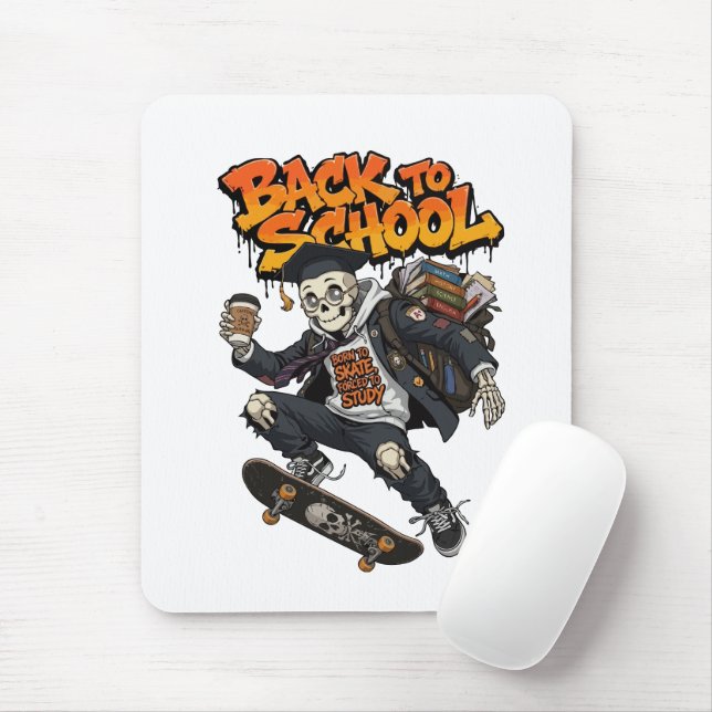 Born to Skate Forced to Study Funny Skeleton  Mouse Pad (With Mouse)