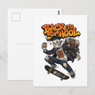 Born to Skate Forced to Study Funny Skeleton Postcard