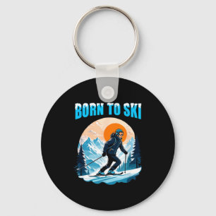 Born to ski funny skiing goggles mountain winter keychain