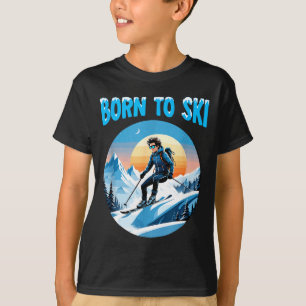 Born to ski funny skiing goggles mountain winter T-Shirt