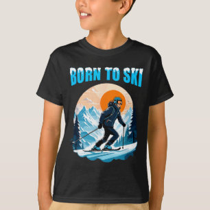 Born to ski funny skiing goggles mountain winter T-Shirt