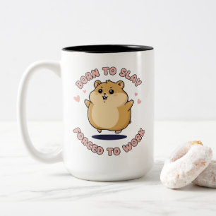 Born To Slay Hamster Meme Cute Funny Work Gift Two-Tone Coffee Mug