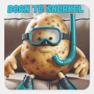 Born to snorkel square sticker