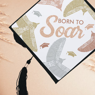 Born to Soar Boho Birds Graduation Cap Topper