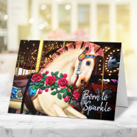 Born to Sparkle Carousel Horse Photo Calligraphy