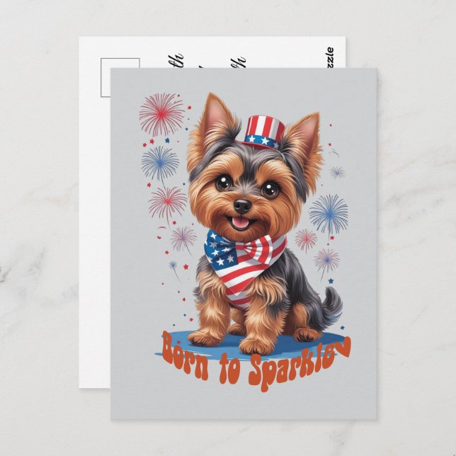 Born to Sparkle – Cute 4th of July Flat Card with  (Front/Back)