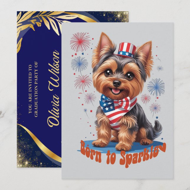 Born to Sparkle – Cute 4th of July Party Invitatio Invitation (Front/Back)