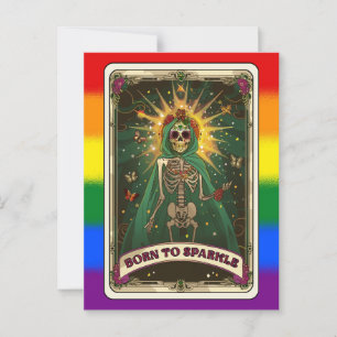 Born to Sparkle Tarot LGBT Pride Skeleton  Postcard