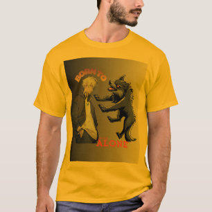 Born to Stand Alone – Anime Boy & Wolf Spirit Aest T-Shirt