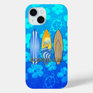 Born To Surf Blue Honu iPhone 15 Case