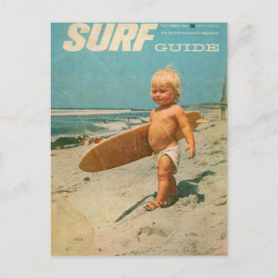 Born To Surf   Cute Vintage Surfing  Postcard