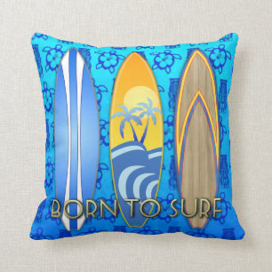 Born To Surf Throw Pillow