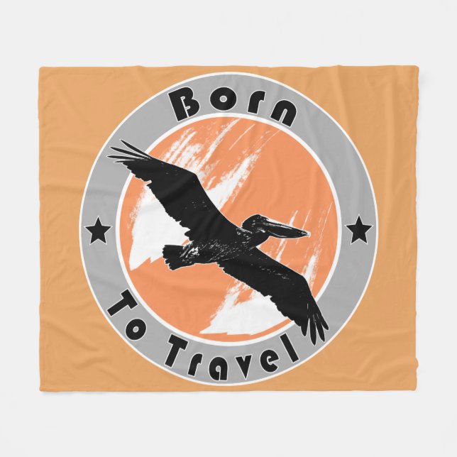 Born to travel  fleece blanket (Front (Horizontal))