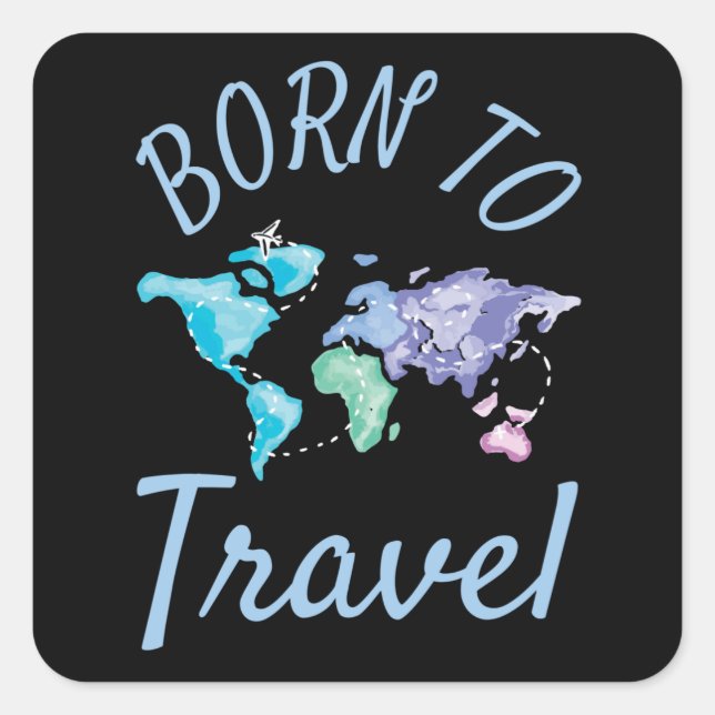 Born To Travel Square Sticker (Front)
